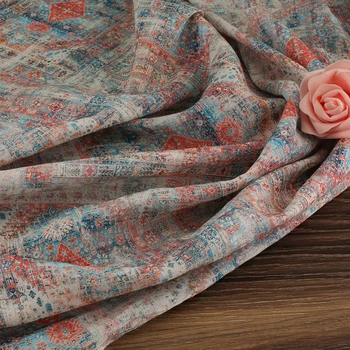 

High quality pure ramie fabric Beautiful printing tissu High-end dresses and gowns patchwork fabric