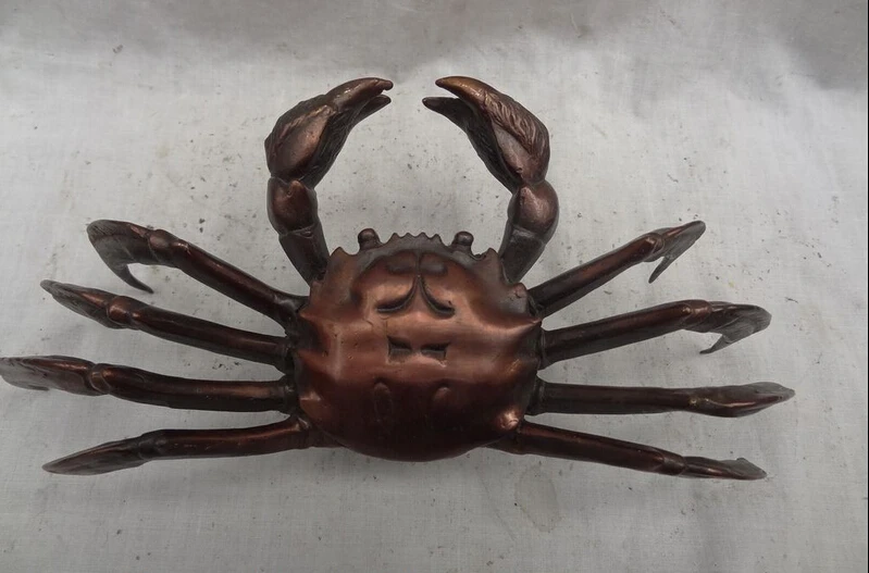 

JP S0114 10" Folk Chinese Pure Bronze Carved Wealth Crab Granchio Statue Animal Sculpture