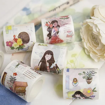 

1 pcs DIY Cartoon Paper Washi Masking Tapes Girl and Flower Decorative Adhesive Tape Scrapbooking stickers/School Supplies