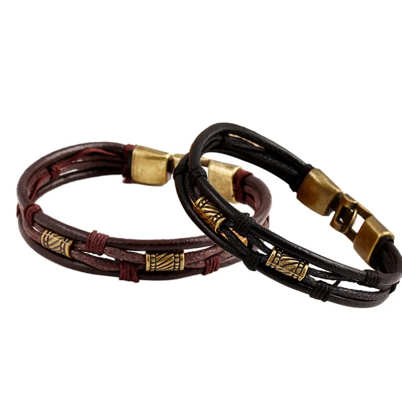

Men's and women's vintage multi-layer leather bracelet bracelet cuff bracelet