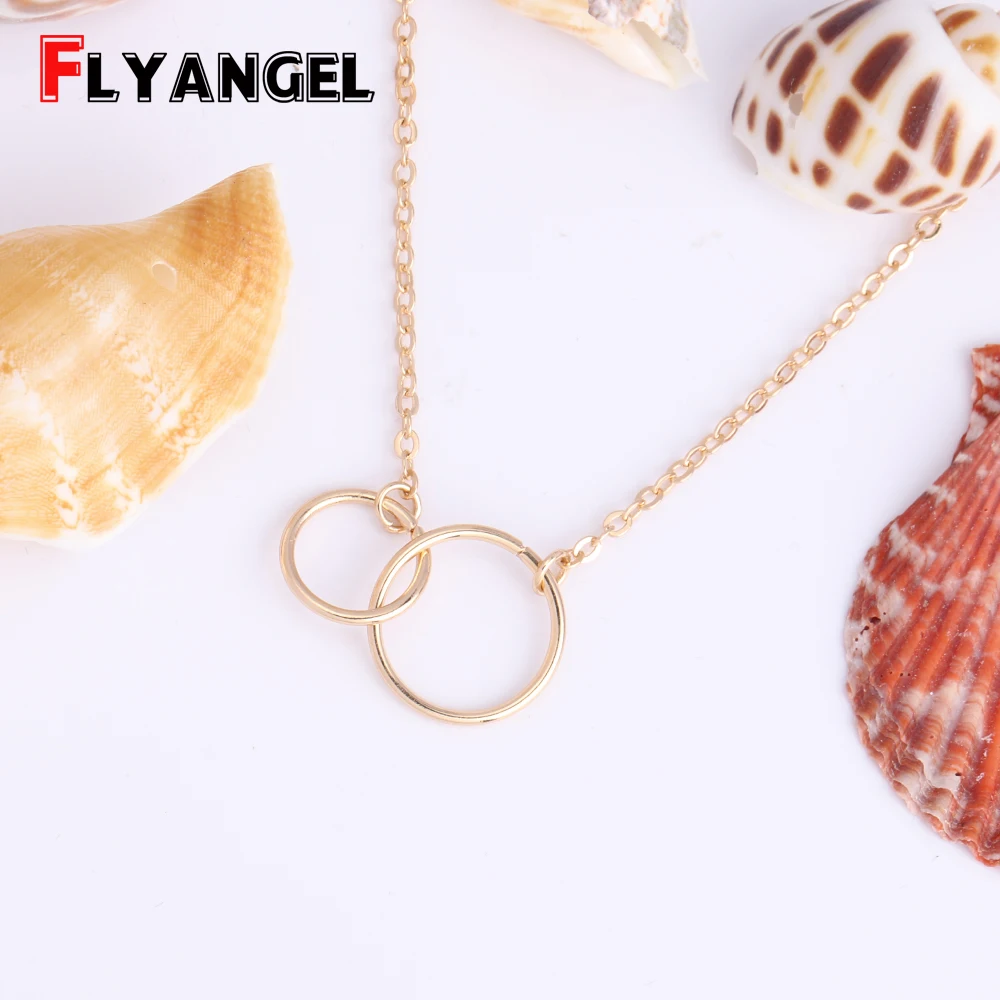 

Hot New Design Connecting Circles Necklace Good Texture Pandent Tiny And Beautiful Accessories Charm Exquisite Trinket