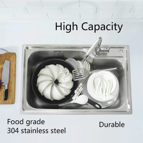 Пищевая 304 кухонная раковина из нержавеющей стали 0,7 мм обычная однослотовая моечная чаша горячая Распродажа 62x44 см