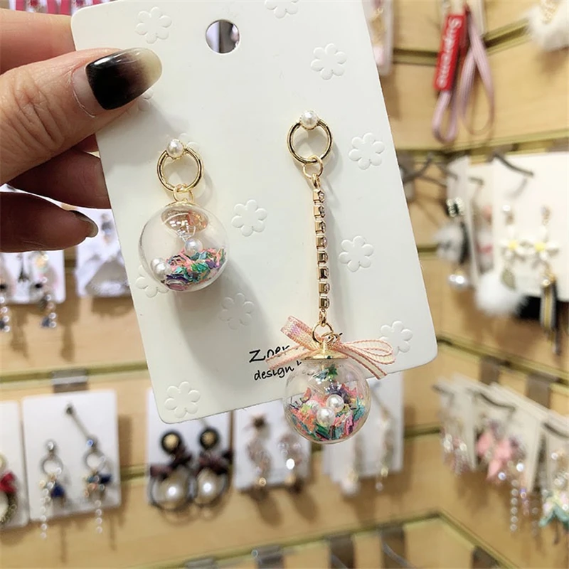 

Fashion Sweet Style Asymmetric Drop Earrings Transparent Color Candy Earrings Accessories For Women Girls Jewelry Gift Wholesale