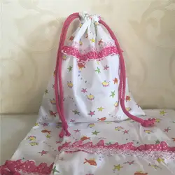 YILE хлопок Drawstring отделкой многоцелевой мешок принт Мини Рыба вечерние подарок мешок 8609