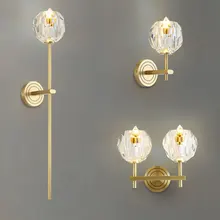 Modern Single / Dual Heads Big Ball Crystal LED Wall Mount Wall Lamp with Golden Plated Brass Wall Sconce Balcony Bedside Lamp цена Modern Single / Dual Heads Big Ball Crystal LED Wall Mount Wall Lamp with Golden Plated Brass Wall Sconce Balcony Bedside Lamp цены онлайн