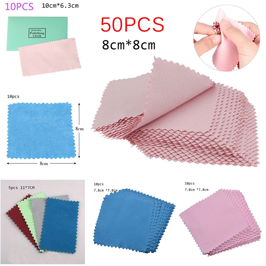 aoory Jewellery Polishing Cloth Glasses Cleaning Cloth for Sterling Silver Gold Platinum 50Pcs 