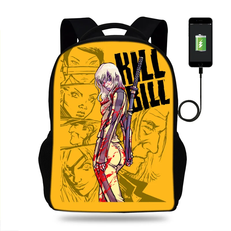 

Kill Bill USB Design Backpack Book Bags For School Backpack Casual Rucksack Daypack Oxford Laptop Fashion Teenage women Backpack