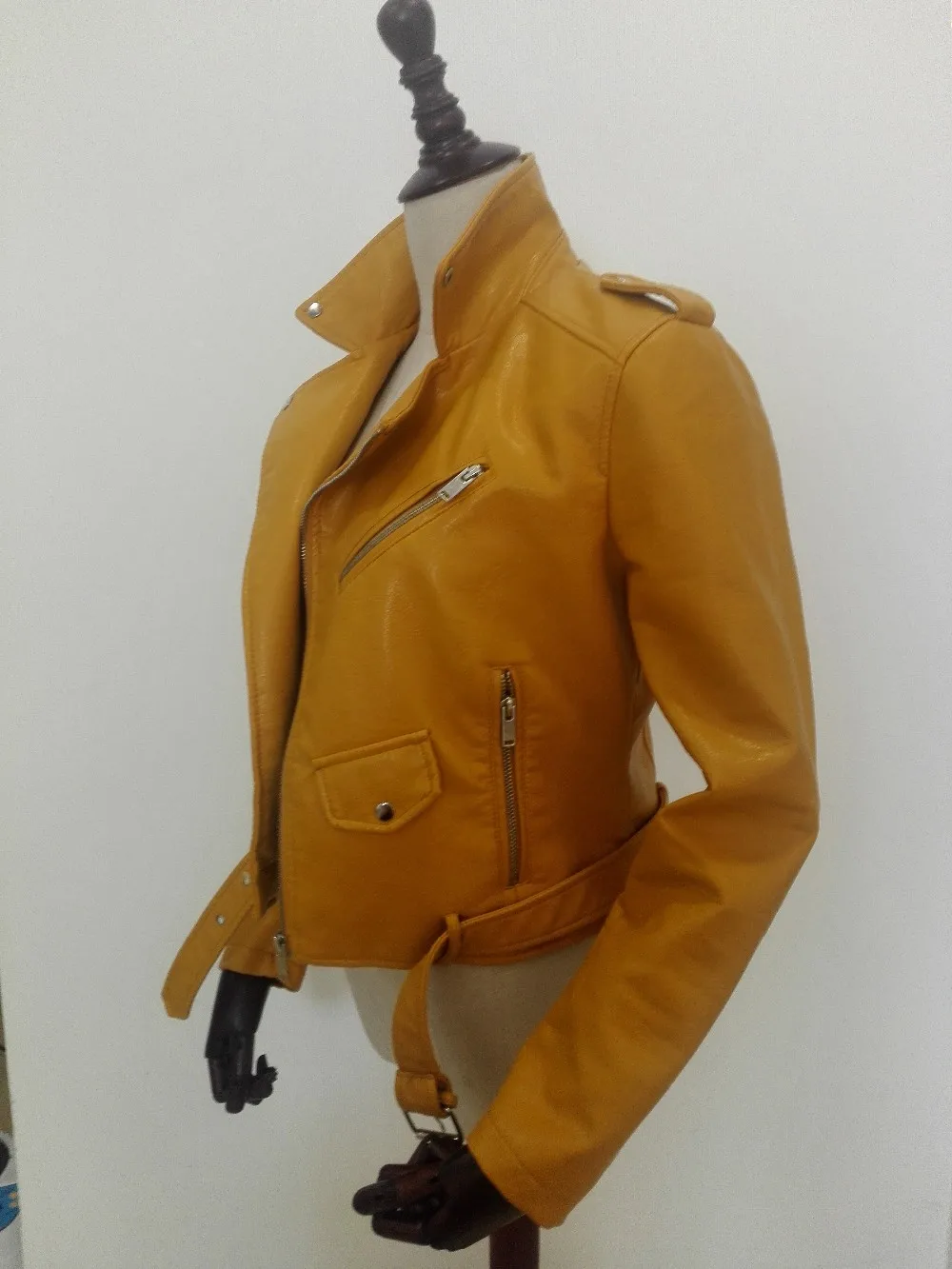 New Arrival 2023 brand Winter Autumn Motorcycle leather jackets yellow leather jacket women leather coat slim PU jacket Leather