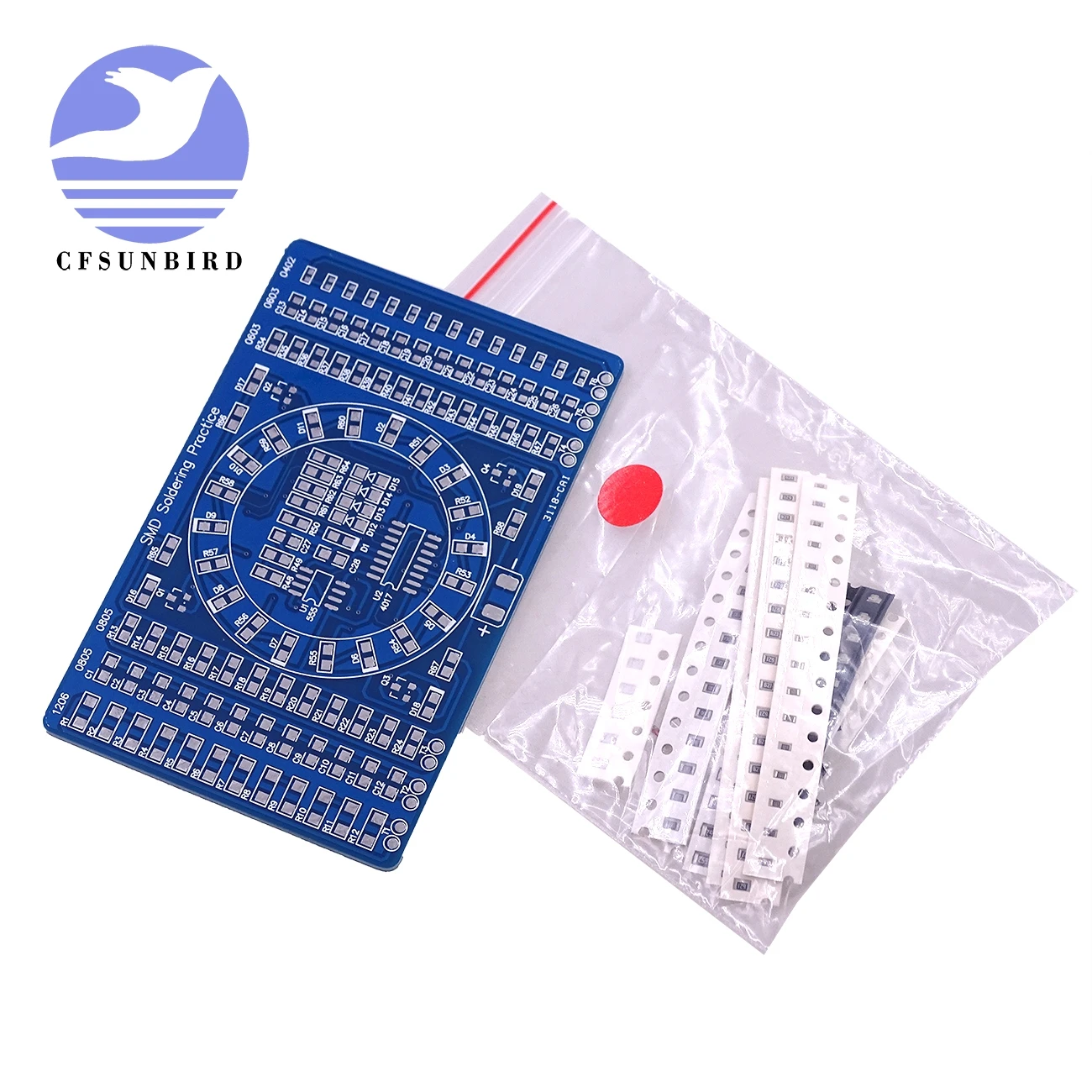 

CD4017 Rotating LED SMD NE555 Soldering Practice Board DIY Kit Fanny Skill Training Electronic Suit