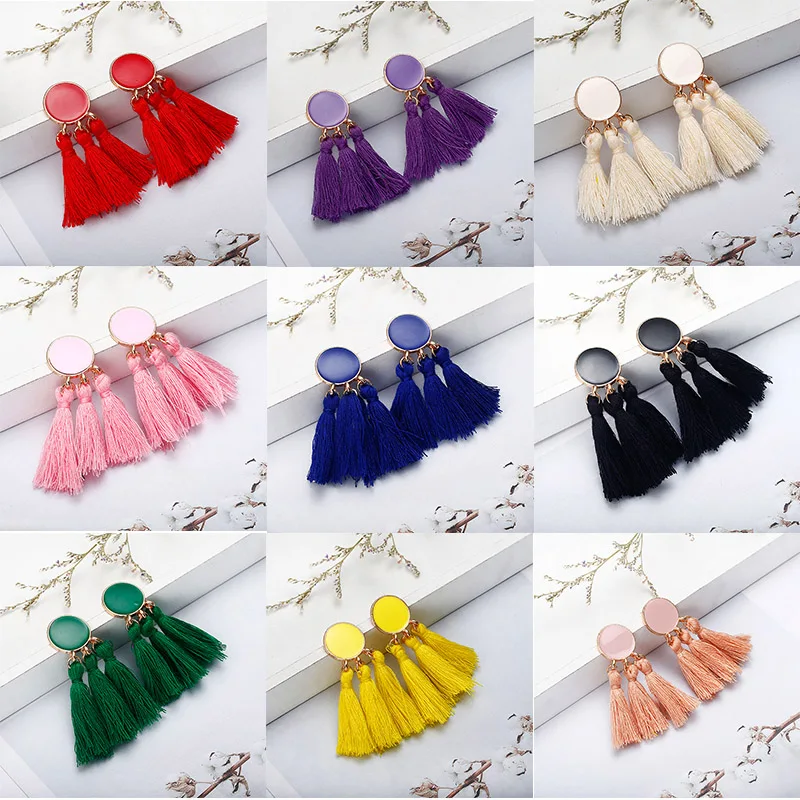 

F6 Bohemian Tassel Earrings For Women 2018 Multi Color Statement Earrings Fashion Jewelry Female Drop Earring Christmas Gifts