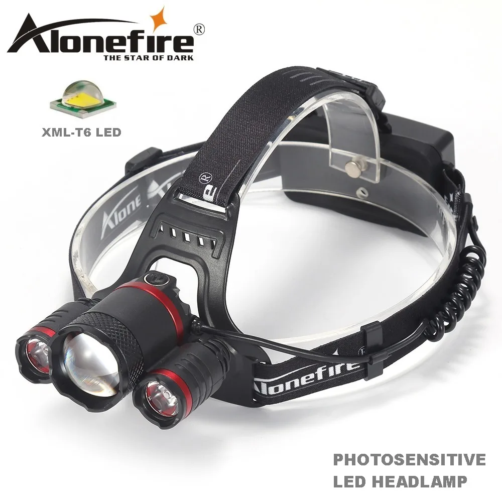 

AloneFire HP33 Zoomable LED Photosensitive HeadLamp Sensor LED Headlight Camping Flashlight Head Light Torch Lamp With USB