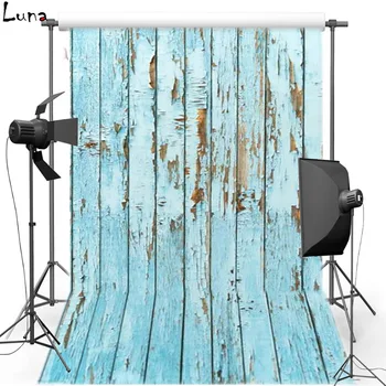 

Blue Wood Vinyl Photography Background Wood Floor Oxford Backdrop For Wedding photo studio Props 332