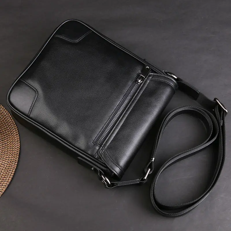 Высококачественная Черная Мужская Ретро сумка с натуральным лицевым покрытием для крупного рогатого скота, износостойкий и прочный деловой портфель(XW8669P