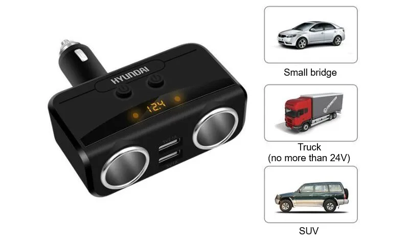 12-24V универсальный автомобильный прикуриватель, двойной USB светодиодный адаптер зарядного устройства, 3.1A 80W разветвитель зарядного устройства