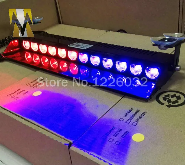 

24W 12 power led windscreen warning flashing lights strobe lamp windscreen sucker lamp blue red amber white