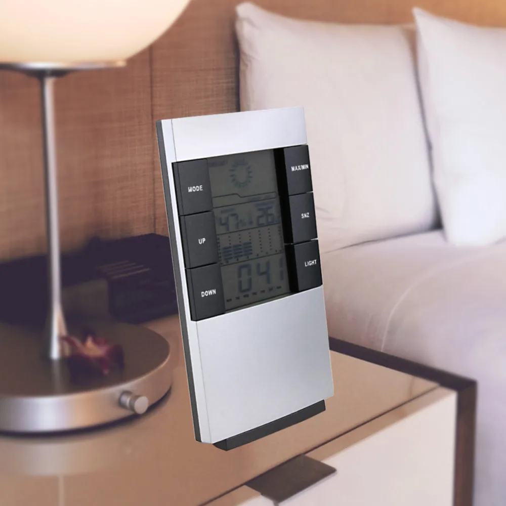 

Indoor Digital Hygrometer Thermometer Temperature Humidity Meter Alarm Clock temp probe bedroom morning call Multi-functional