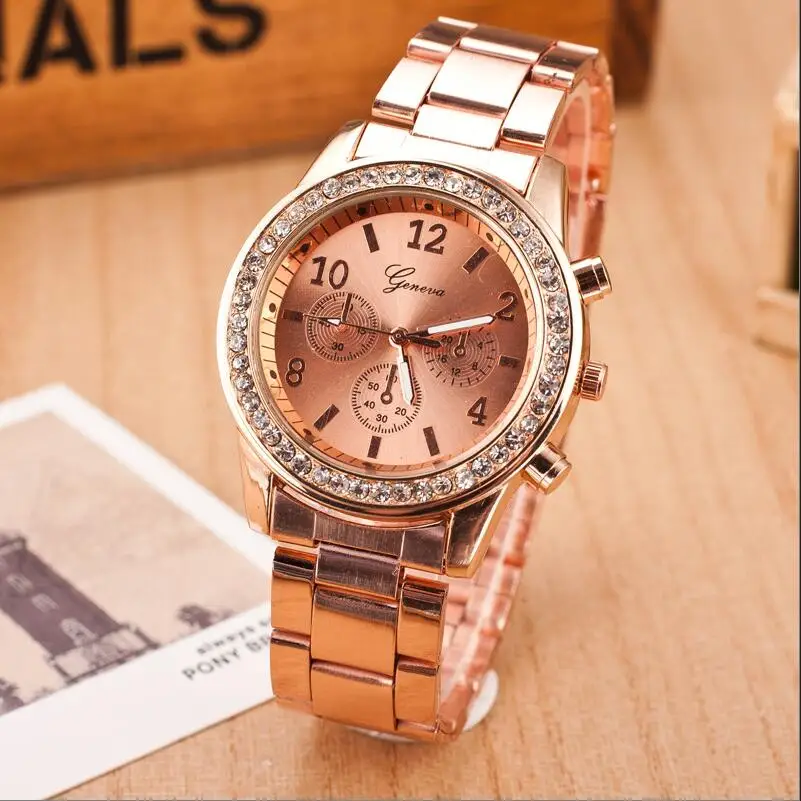 

2019 New Fashion Brand Rosy Gold Crystal Quartz Watch Women Stainless Steel Watches Relogio Feminino Ladies Wrist Watch Hot Sale