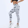 Workout Leggings Black White Highstreet Newspaper Letter Print Streetwear Legging 2022 Summer Fitness Women Sexy Casual Trousers ► Photo 3/6