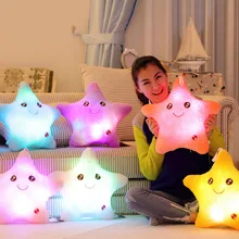 Colorful Body Pillow Star Glow LED Luminous Light Pillow Cushion Soft Relax Gift Smile 5 Colors