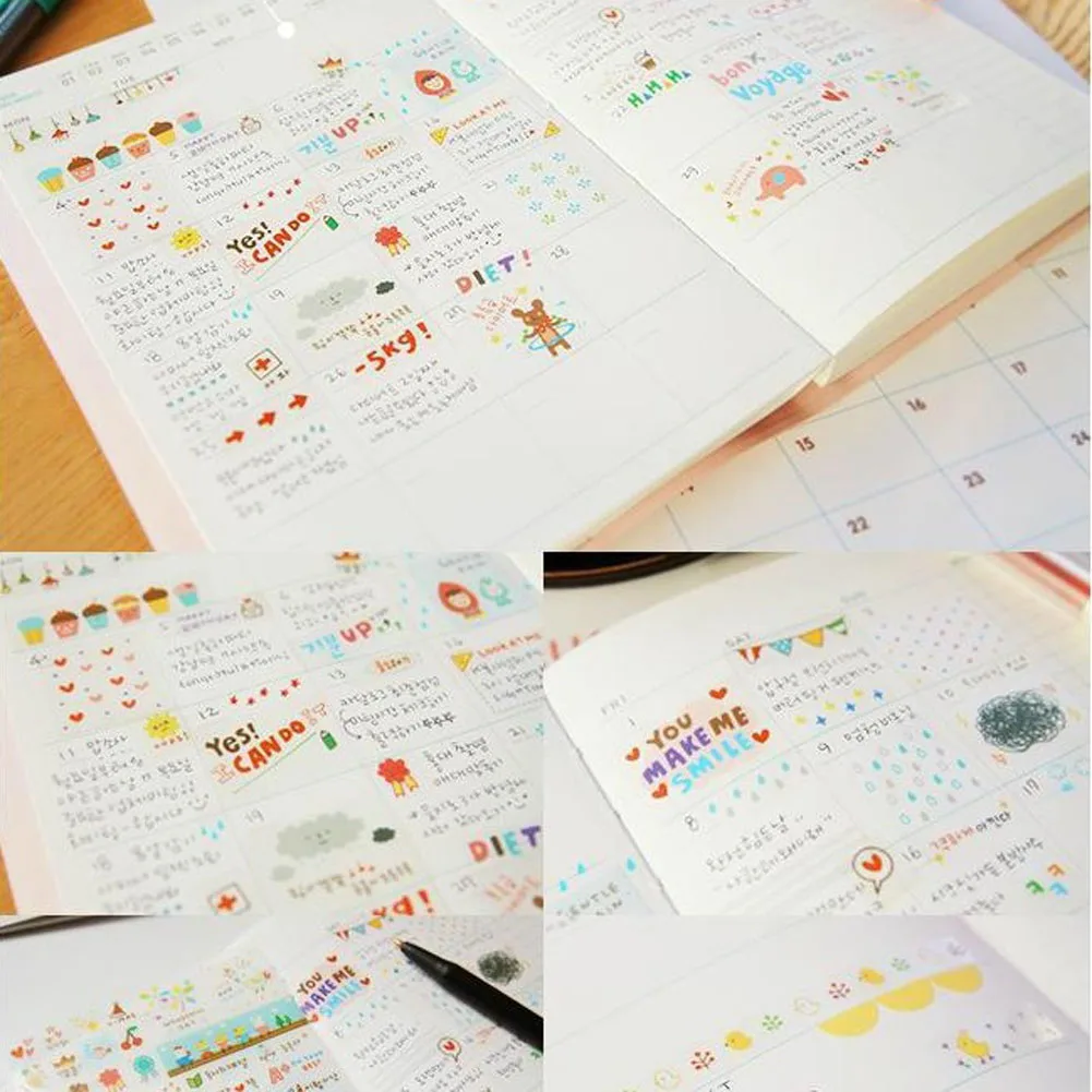 6 листов/набор прозрачные наклейки из ПВХ|6 sheets|diary deco stickersdeco sticker |