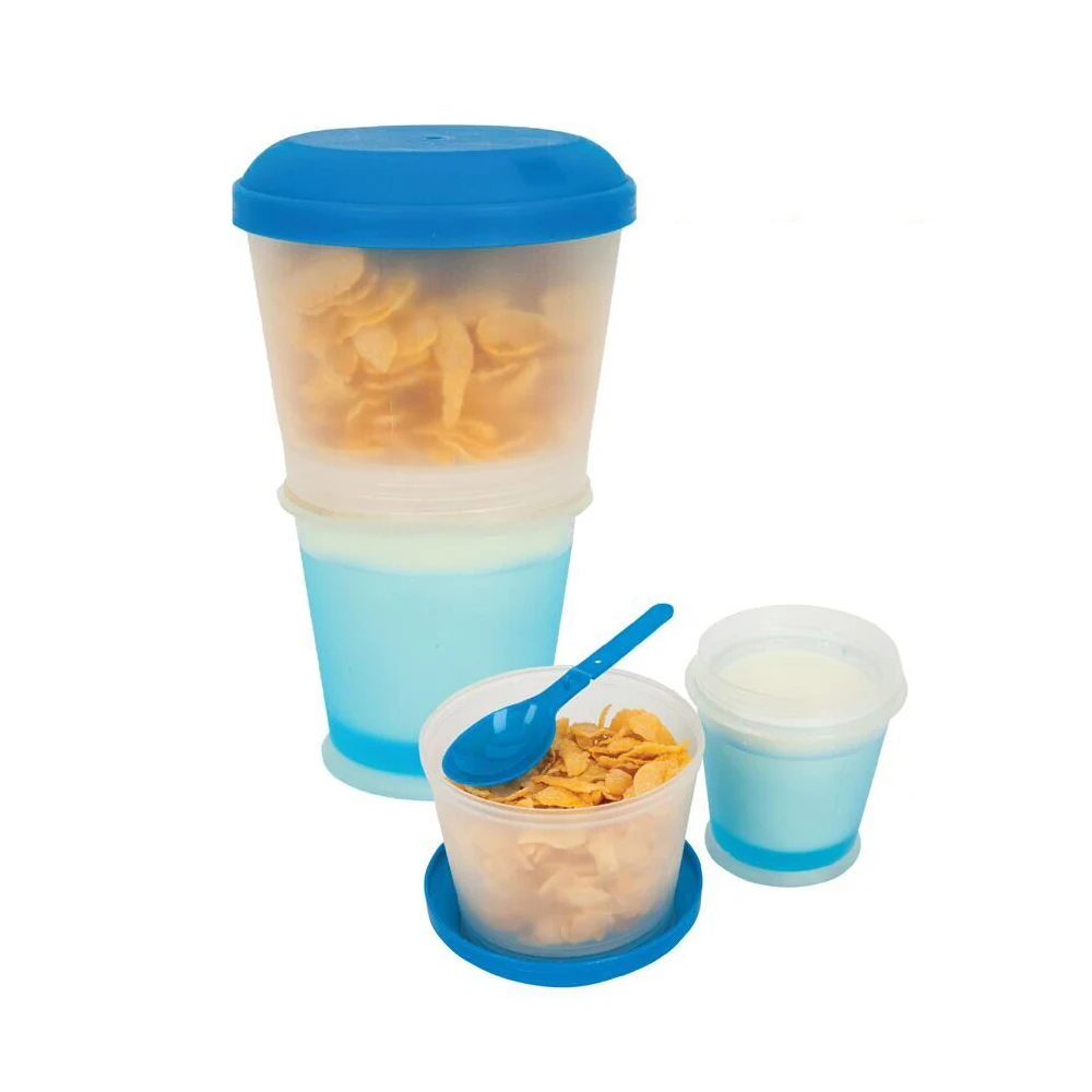17OZ Cereal To Go Plastic Snack Cup with Lid Foldable Spoon Gel Keep