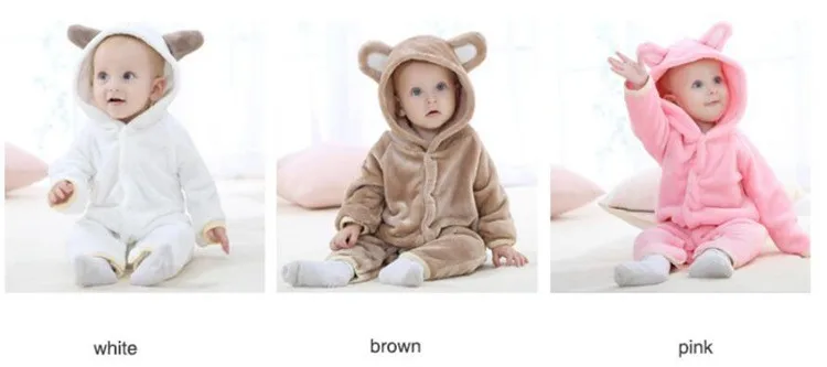 0-18months Soft Warm Unisex Newborn Baby Winter Clothes Animal Rabbit Bear Costume Baby Boys Girls Rompers Jumpsuit One-Pieces   (3)