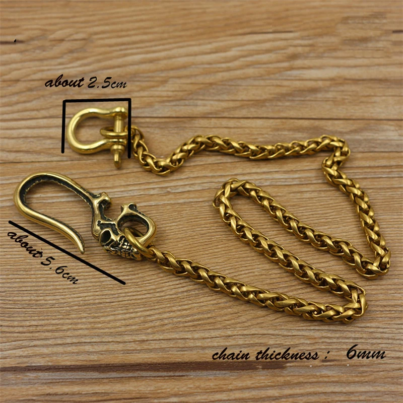 

DIY solid brass material leather wallet chain hook buckle skull design 2sets/lot