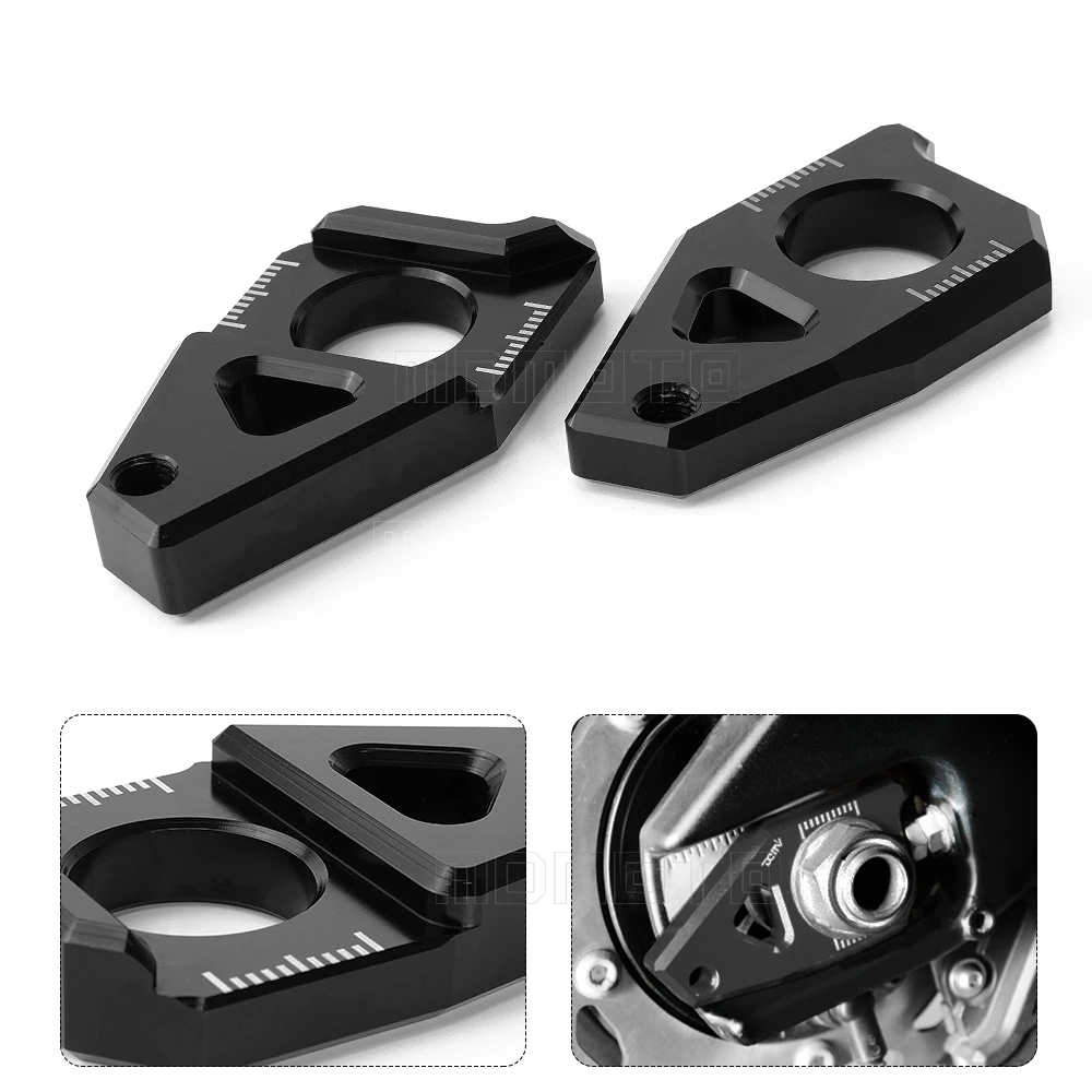 1 Pair CNC Aluminum Motorcycle Rear Axle Spindle Chain Adjuster Blocks