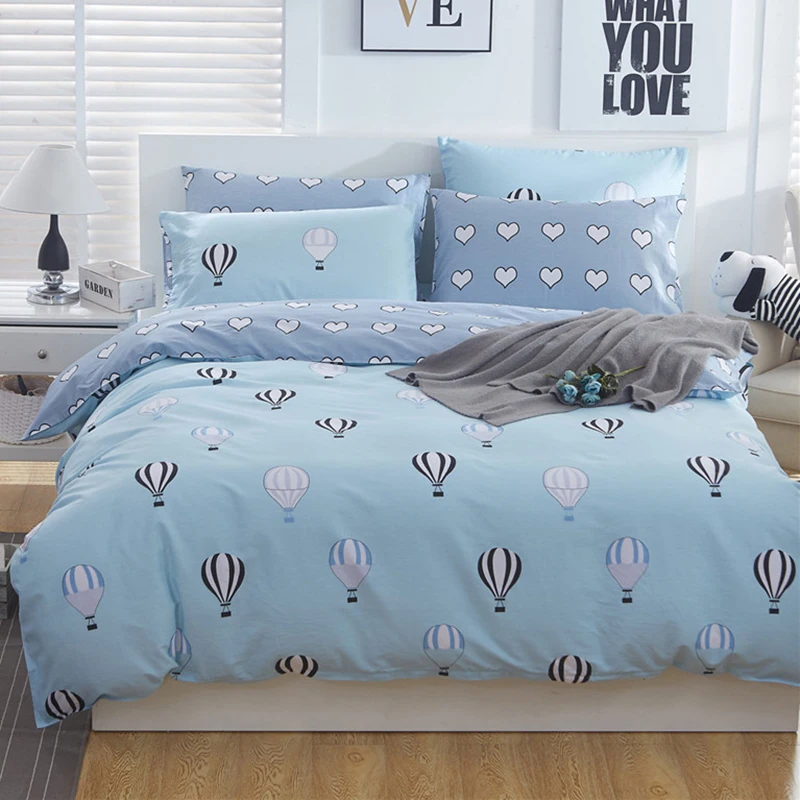 

Wongsbedding Cartoon Hot Air Balloon Beddings 100%cotton Bedding Set Duvet Cover Sheet Set Twin Full Queen King Size 3/4PCS
