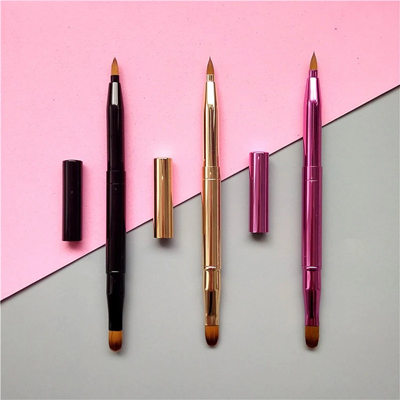 

Metal Handle Makeup Lip Brush Make Up Portable Lipgloss Lipstick Lip Gloss Adjustable Cosmetic Brush with Protect Cap Lipstick
