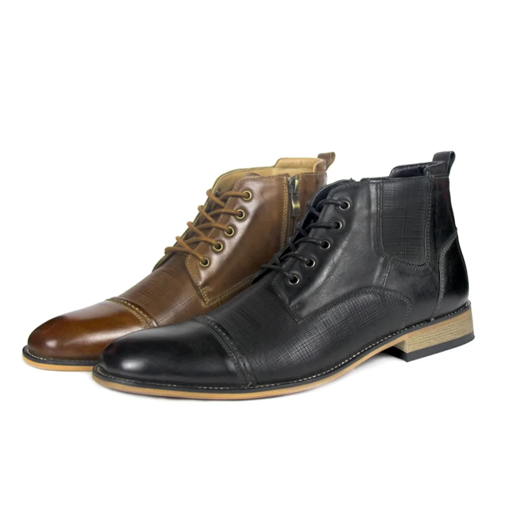 

Genuine Cow Leather Men Boots Spring/Autumn/Winter Fashion Men Ankle Boots Footwear Lace Up Shoes Men High Quality Vintage Shoes
