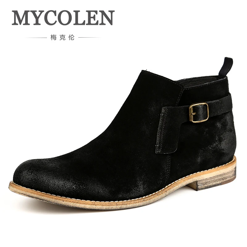 

MYCOLEN True Men Boots Fashion Brand Genuine Leather Mortorcycle Chelsea Boot Men Handmade Work Boot Vintage Style Men Boots