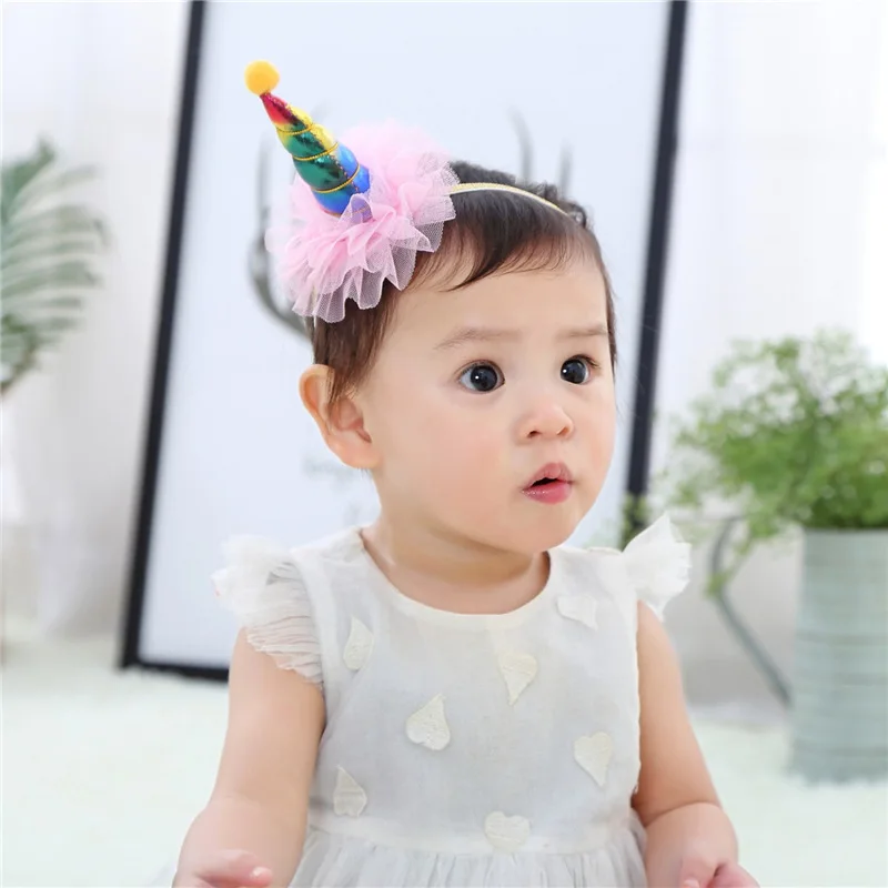 

10 шт., детская Цветочная корона, головная повязка, единорог, рожок, цветочный венок, повязка для волос, головной убор для новорожденных, аксессуары для волос