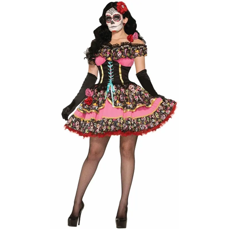 

Umorden Womens Dia de los Muertos Day of the Dead Senorita Costume Skull Phantom Corpse Zombie Bride Halloween Carnival Dress