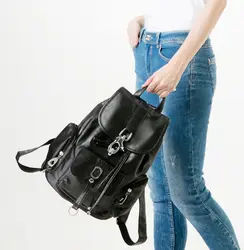 Anawishare Для женщин рюкзак кожаный черный сумка большая школьные сумки для подростков девочек рюкзак для путешествий Водонепроницаемый B025