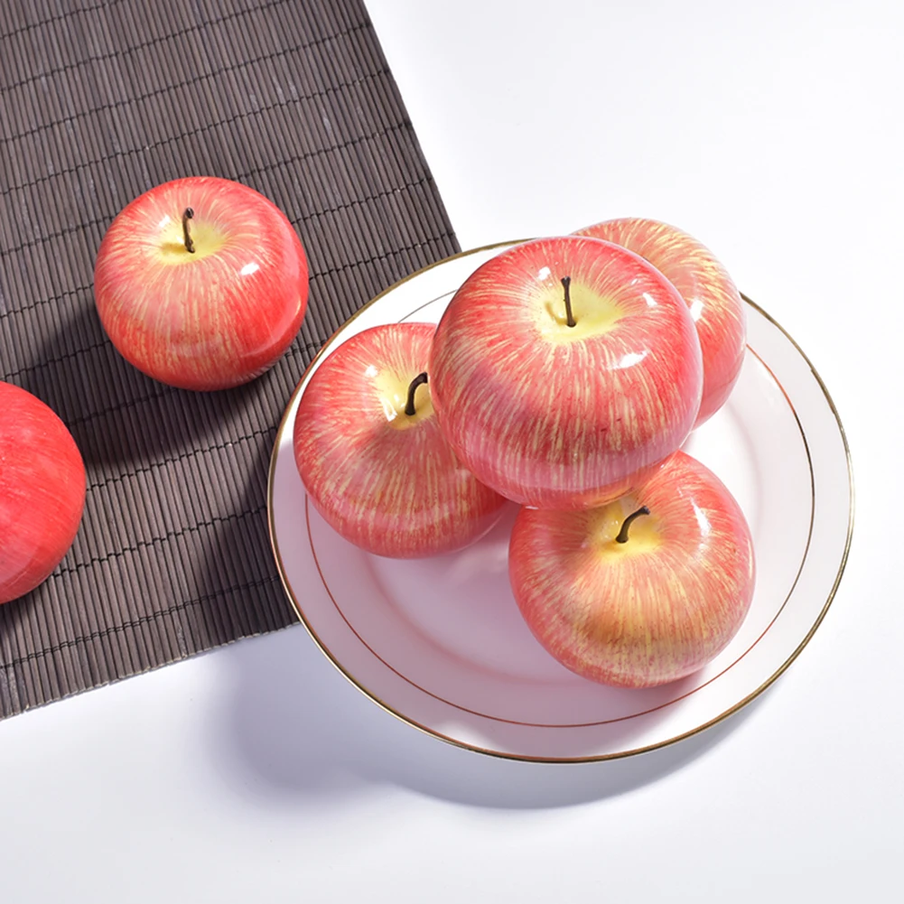 

6pcs/set Kitchen Artificial Red Apples/Green Apples/Pears Fake Simulation Fruits Home Cabinet Decoration Ornament Craft