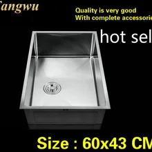 Горячая стандартная кухонная ручная раковина одинарная мойка Мойка Посуды 304 нержавеющая сталь 600x430 мм