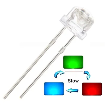 

20pcs 5mm Straw Hat RGB Red Green Blue Light Emitting LED Lamp Slow Flashing NEW
