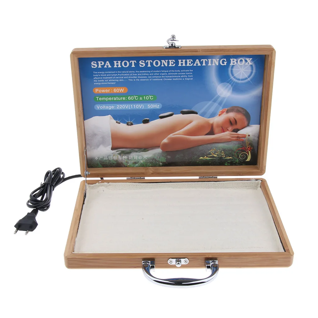 1pcs Spa Massage Hot Stone Rock Heating Box  Case Massage Stone Warmer Case Heater EU Plug