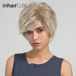 ESIN 8 "Пушистый блондинка Ombre парик с Синтетические чёлки волос высокое температура волокно короткие прямые синтетические волос