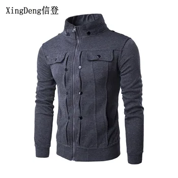 

XingDeng Sweatshirt Multi Button Fashion spring autumn Hoodies Men Tracksuit Male Mens top drape clothes plus 4XL