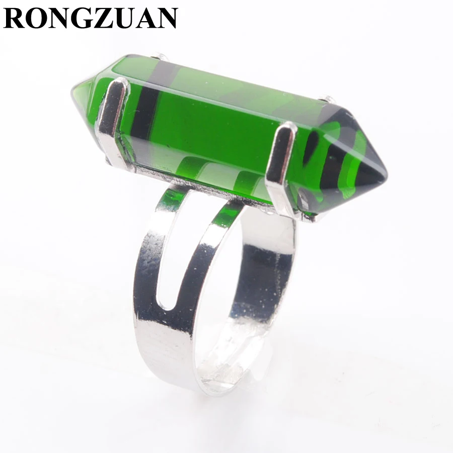 RONGZUAN зеленого кварца драгоценные камни с шестигранной головкой целительная