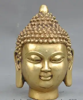 

5"Tibet Buddhism fane Brass Sakyamuni Shakyamuni Amitabha Buddha Head Statue