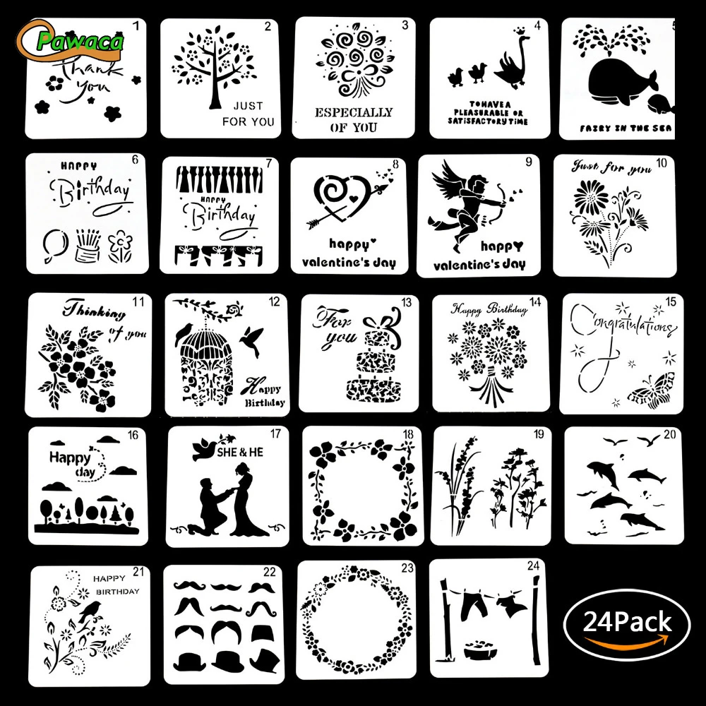 

24pcs/set Journal Set Handmade DIY Album Material Painting Hollow Template Accessories Photo Album Decor Drawing Ruler /Template