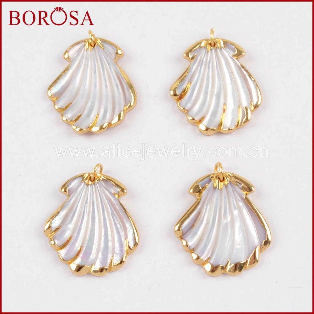 BOROSA 10 шт. Новое поступление натуральный золотой цвет Гребешок белый корпус Шарм