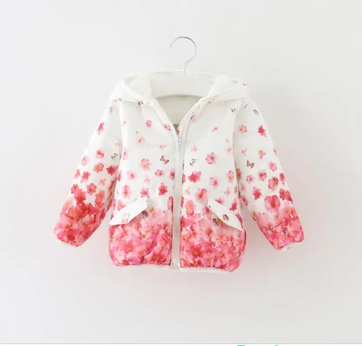 Free Shipping winter girl small flower jacket warm children 's jacket