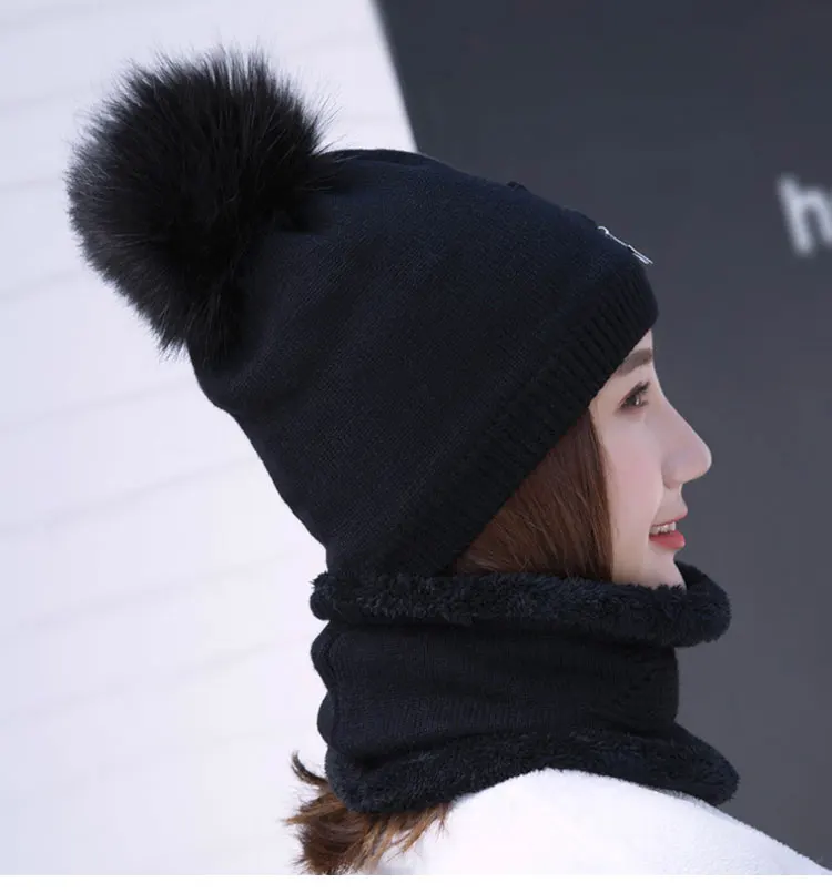 winter hat pompom hat beanie winter hats for women winter cap with scarf gorros mujer invierno winter set hat scarf (7)