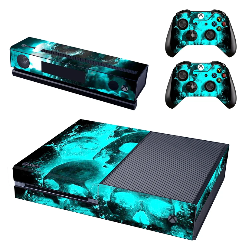 

Green Vinyl Decals Protective Cover Skins For Microsoft Xbox One Skin Stickers + 2Pcs Controller Skins Console Sticker