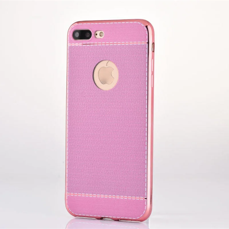 Кожаный мягкий силиконовый чехол Ltchi в стиле ретро для iPhone XS MAX 5 5S SE 6 6splus 7 8 8 Plus XR Houisng тонкий Чехол-бампер - Цвет: Pink