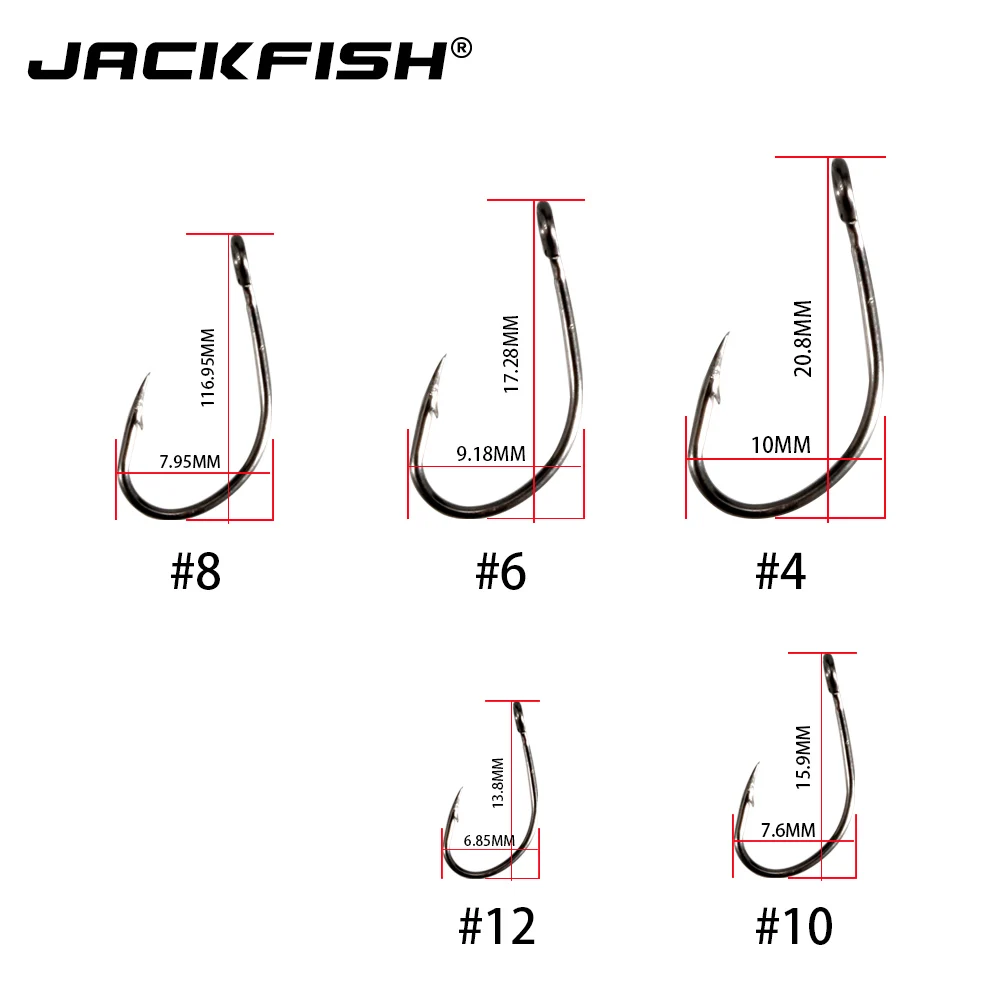 JACKFISH Высокоуглеродистая сталь рыболовный крючок 100 шт./лот#4~#12 колючий рыболовный крючок джиг голова карпа рыболовные снасти аксессуары